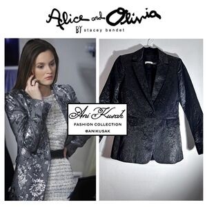 Alice + Olivia Macey Floral Embellished Brocade Blazer ASO Blair Waldorf
